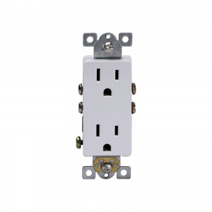 Residential Grade Tamper Resistant Decorator Duplex Self Grounding 15A -125V-White